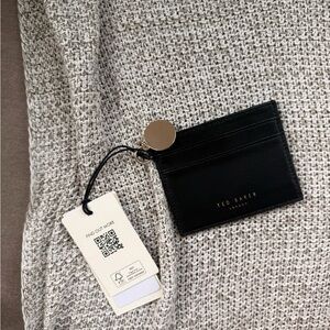 NWT - Ted Baker -  Black Leather Card Holder with Gold Tag